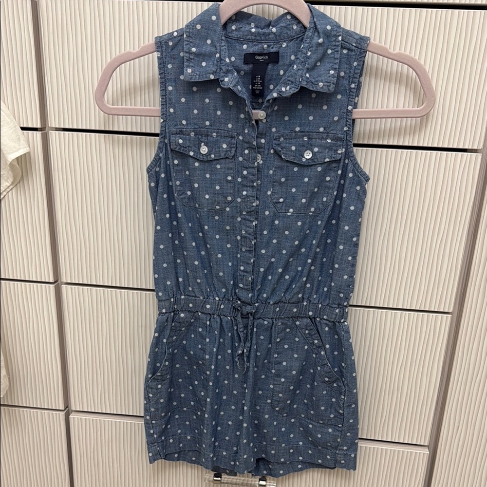 GAP Blue and White Denim Jumpsuit